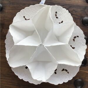 Vintage 1980s Embroidered Linen Basket Liner Bread Roll Warmer Cottagecore